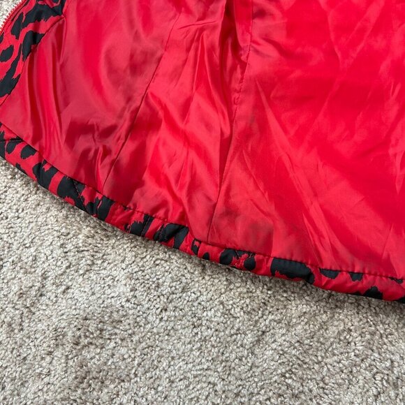New York & Company Leopard-Print Coco Red Puffer Vest Size Small - Picture 10 of 12